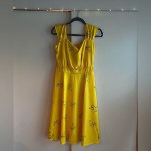 La La Land Leading Lady Same Style Vintage Dress – Yellow Fit & Flare, Size M